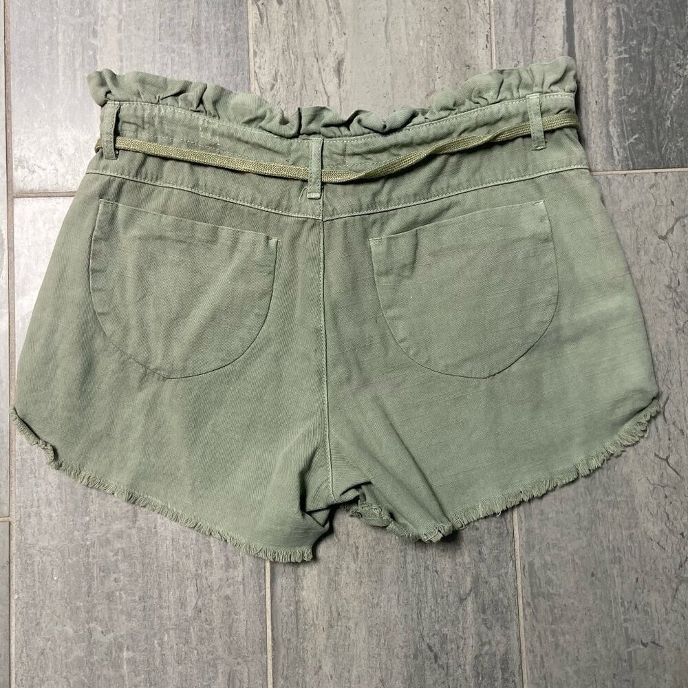 Dance & Marvel Distressed Paperbag Shorts Shoestring Belt Olive Size Large - Picture 4 of 10